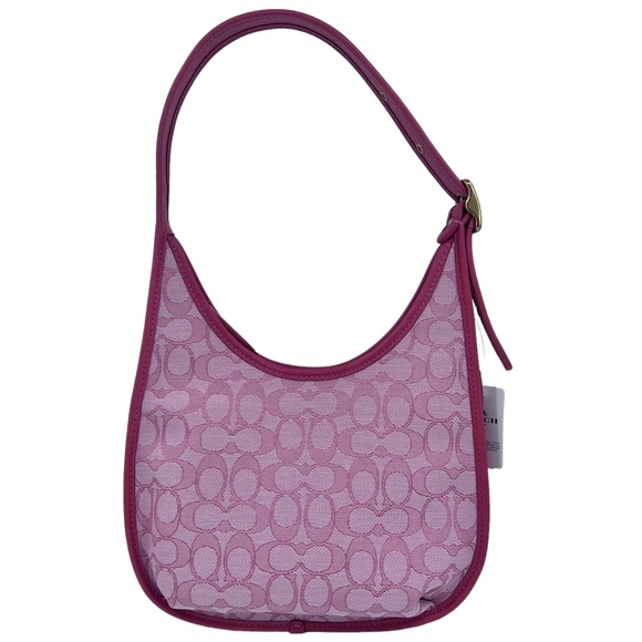 Coach Ergo Medium Shoulder Bag Signature Jacquard Taffy Pink